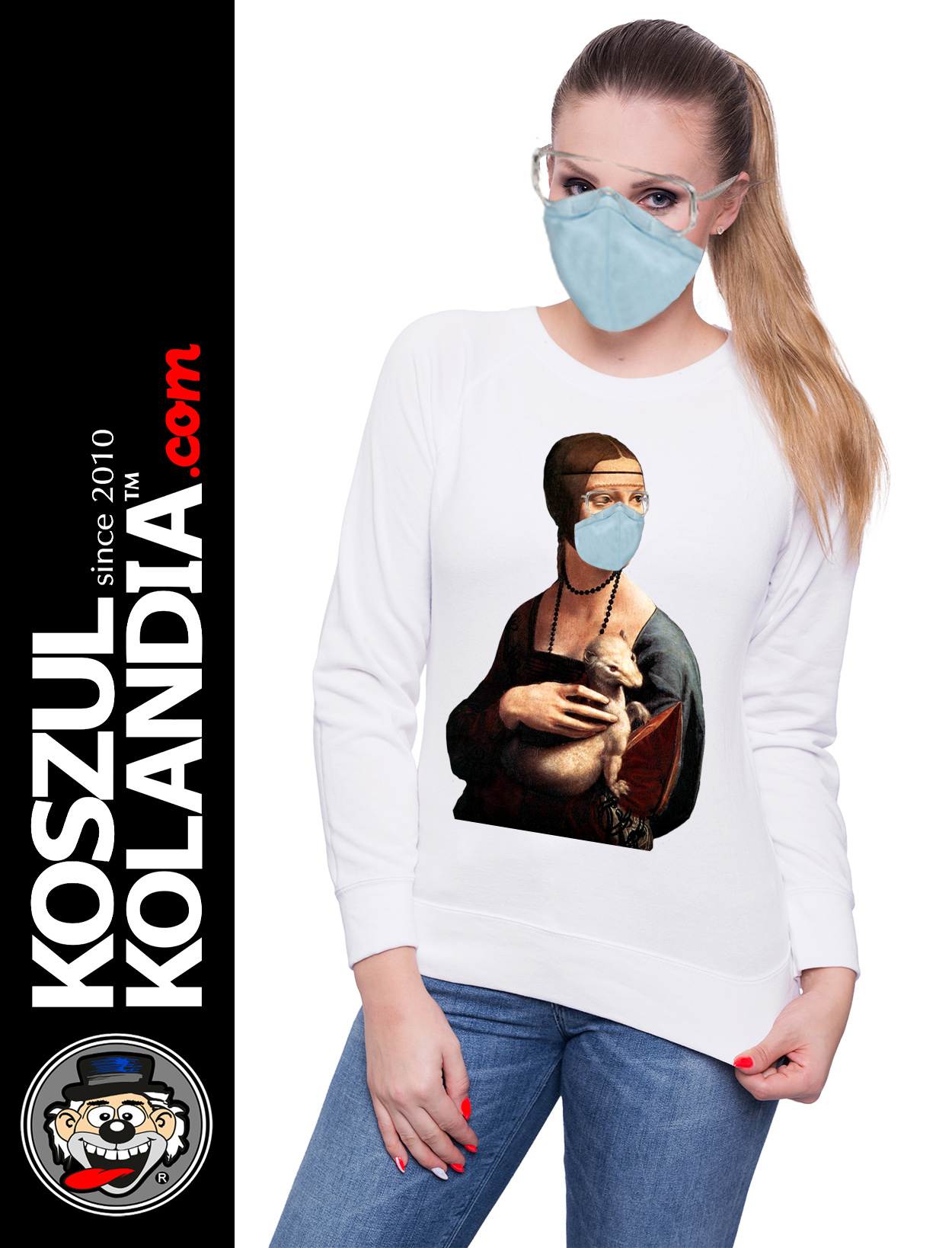 Dama z gronostajem w masce w czasach pandemii koronawirusa